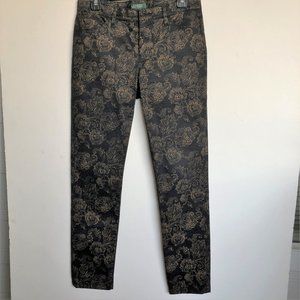 RALPH LAUREN  jeans in black with gold pattern on it ,  SIZE 6